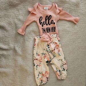Pink and Floral Baby Outfit